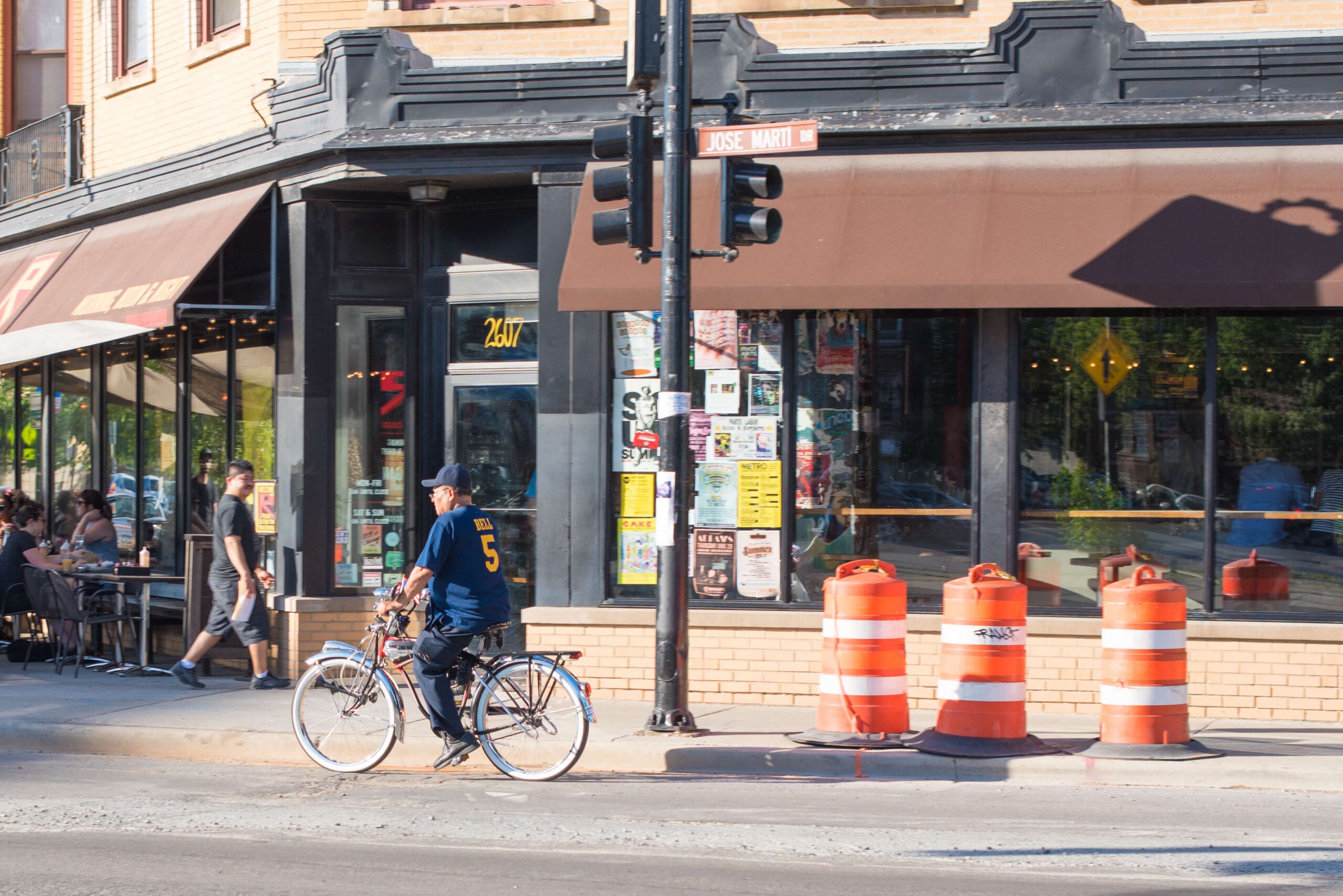 Biking in Logan Square neighborhood
