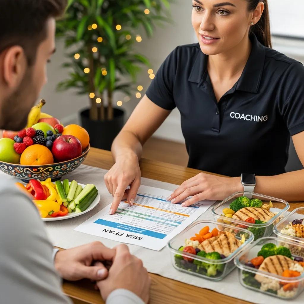 Trainer and client reviewing a simple, practical meal plan together