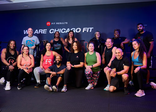 Group photo of trainers and clients at Fit Results Gym